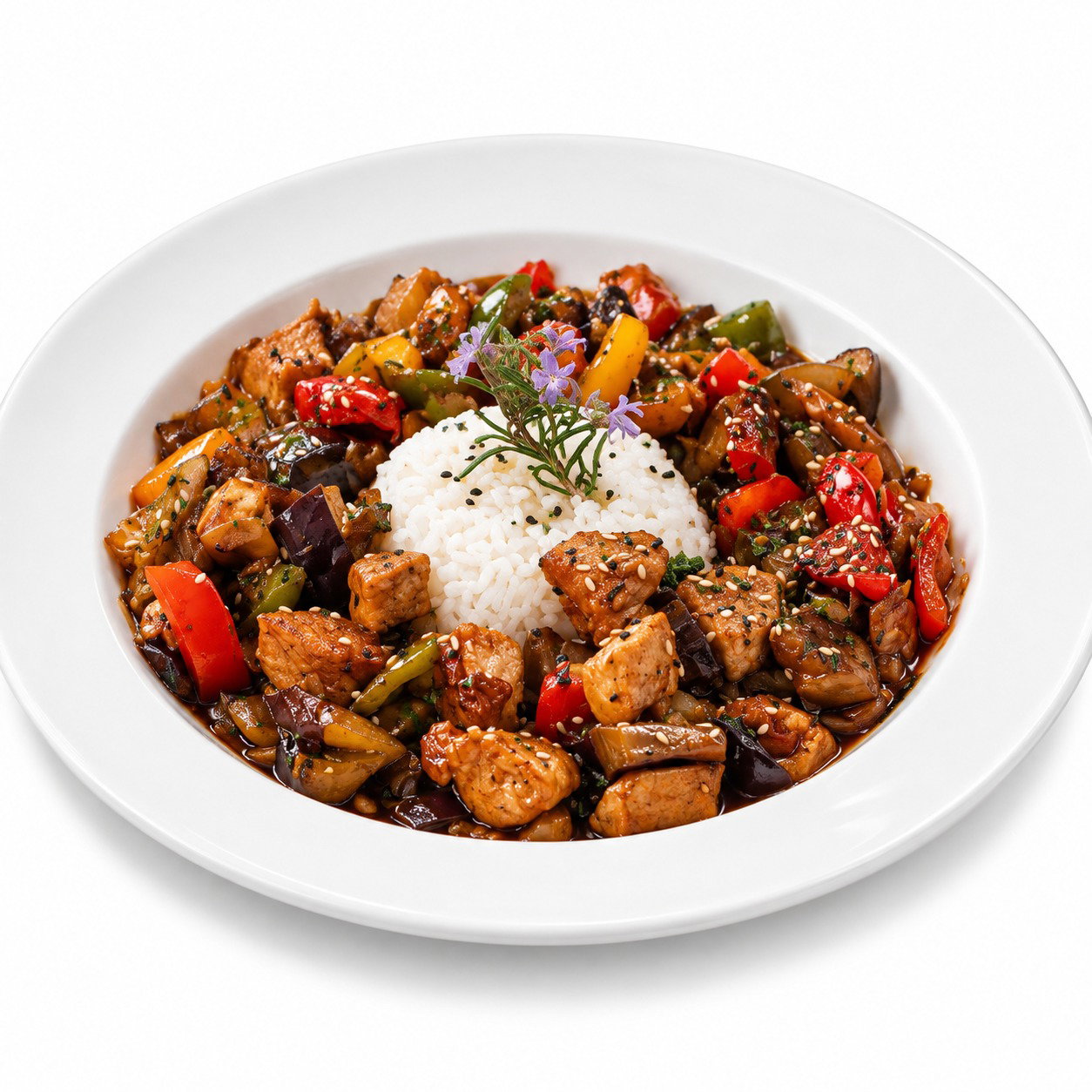 Pollo al wok con arroz