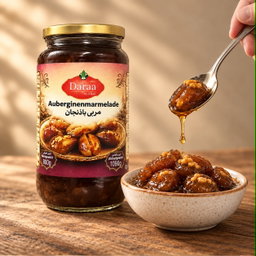 Daraa Syrische Auberginenmarmelade mit Walnuss 1090 g x 12St-Stückpreis: 5,5 €- zzgl.MwSt / مربى الباذنجان مع الجوز من شركة الكور درعا 