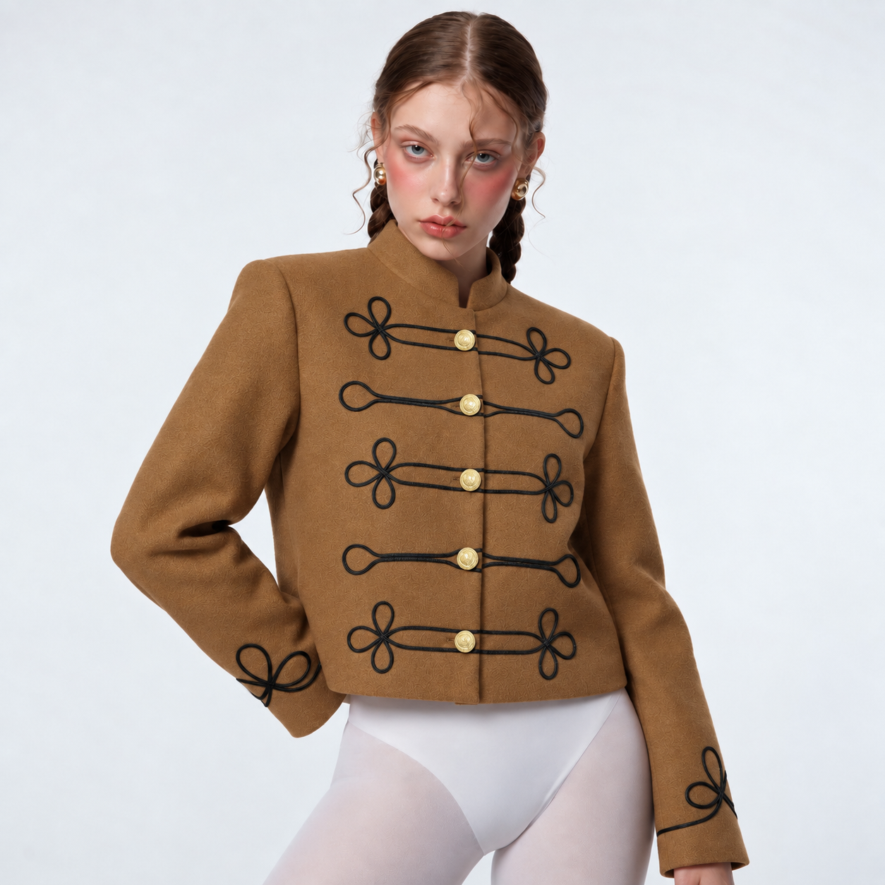 Chaqueta Comtesse, Camel / Negro_0