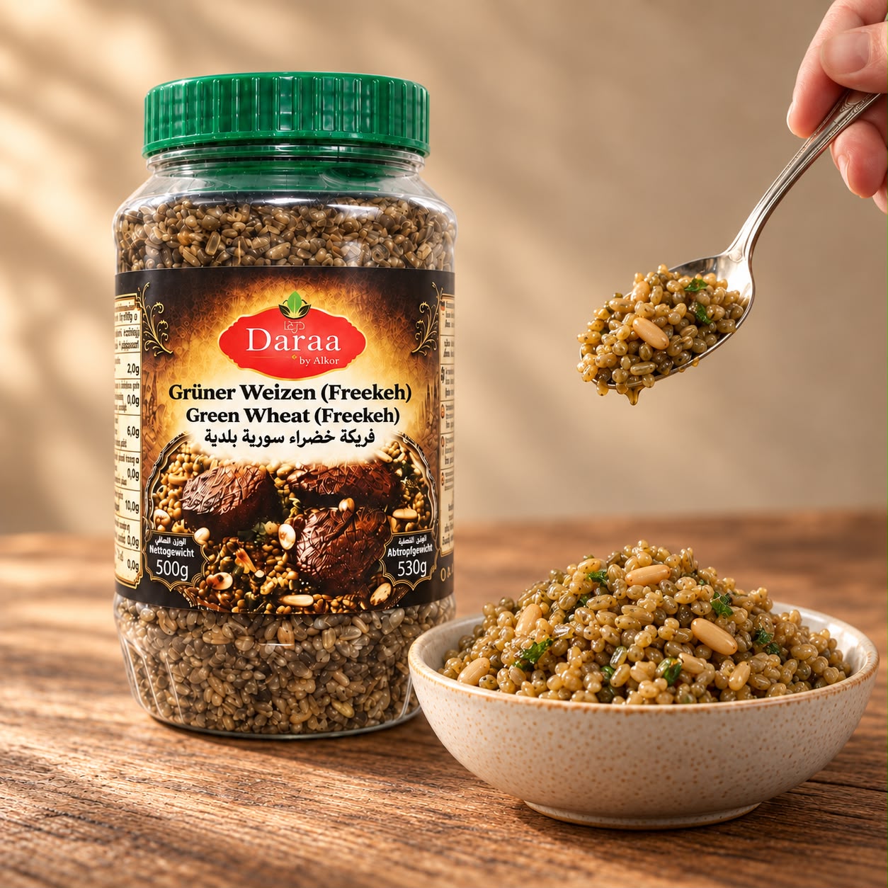 Daraa Syrische Freekeh 500 gr x 16 St-Stückpreis: 3,49 €- zzgl.MwSt/ فريكة خضراء من شركة الكور درعا _0