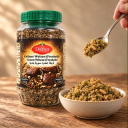 Daraa Syrische Freekeh 500 gr x 16 St-Stückpreis: 3,49 €- zzgl.MwSt/ فريكة خضراء من شركة الكور درعا 