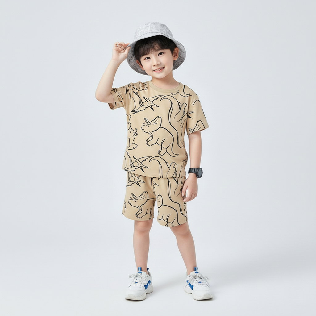 SETELAN PENDEK DINO COLONY CREAM