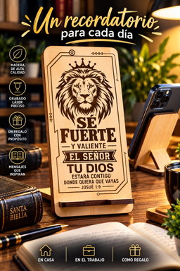 Porta Celular Premium – Sé Fuerte y Valiente | Josué 1:9