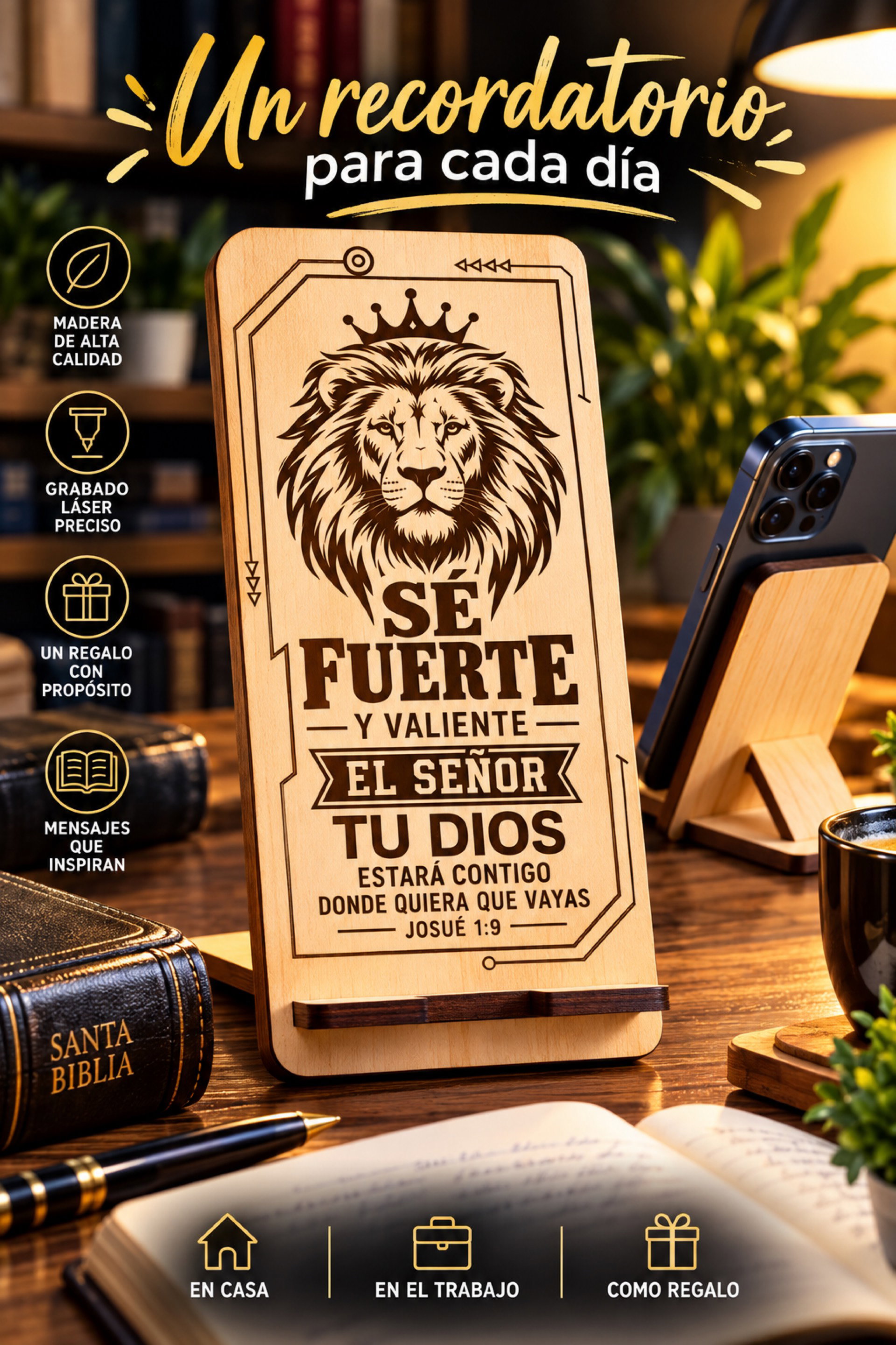 Porta Celular Premium – Sé Fuerte y Valiente | Josué 1:9