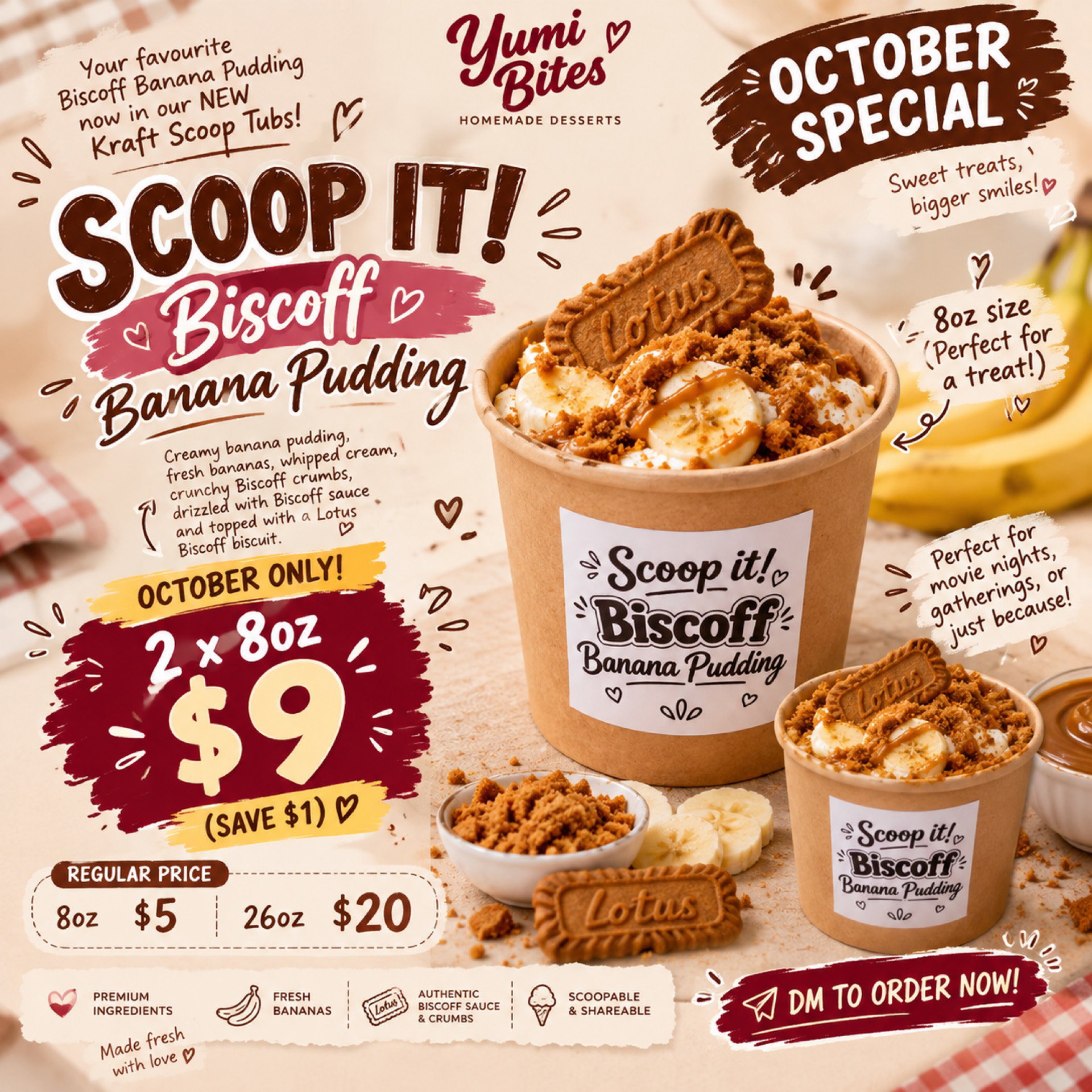 October Special: 2x 8oz Biscoff Banana Pudding_0