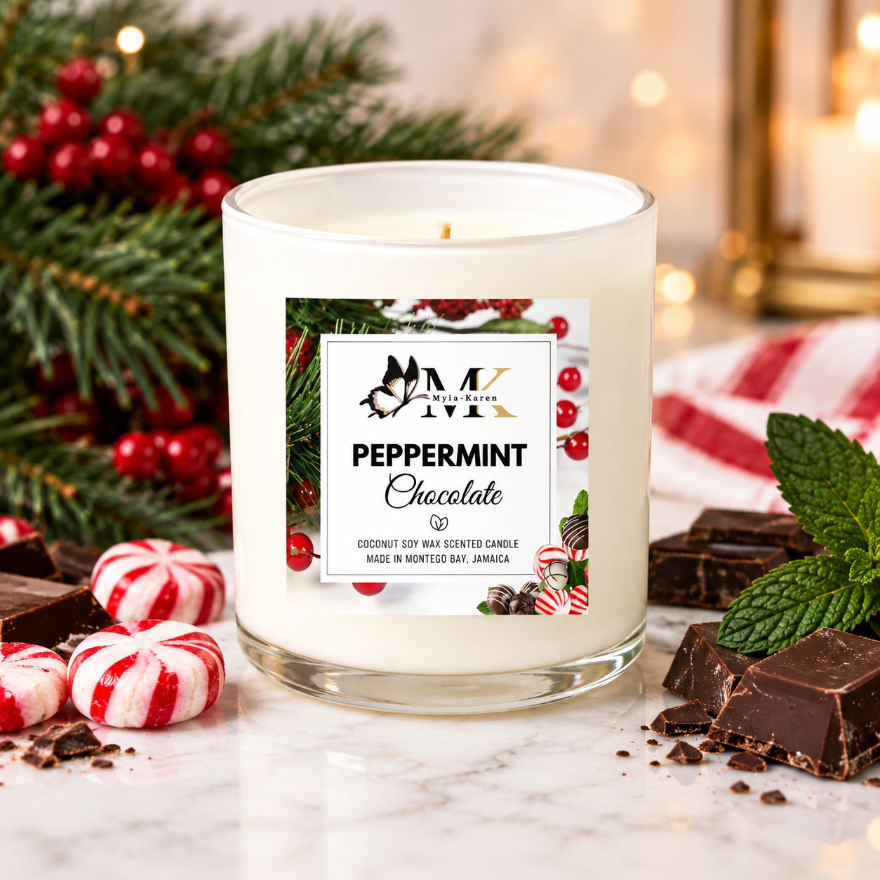 Peppermint Chocolate Scented Candle_0