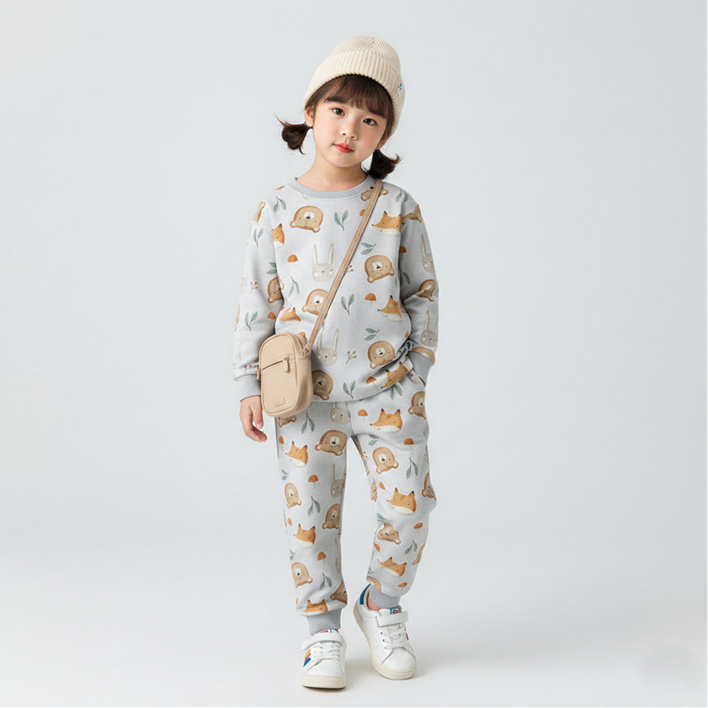 SETELAN PANJANG CUTE HEAD ANIMAL WHITE