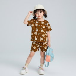SETELAN PENDEK CUTE HEAD ANIMAL MOCCA