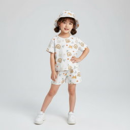 SETELAN PENDEK CUTE HEAD ANIMAL WHITE