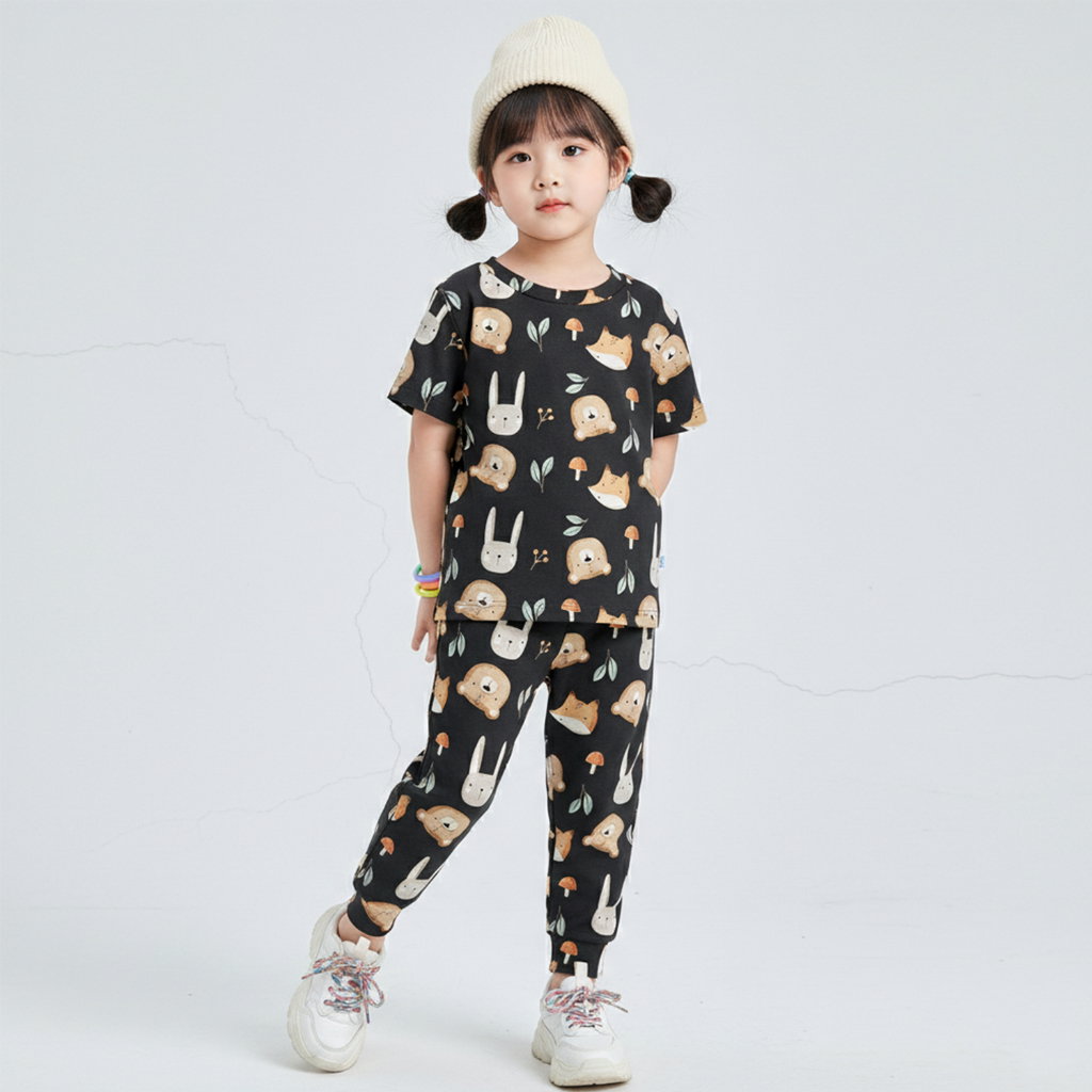 SETELAN JUMBA CUTE HEAD ANIMAL BLACK