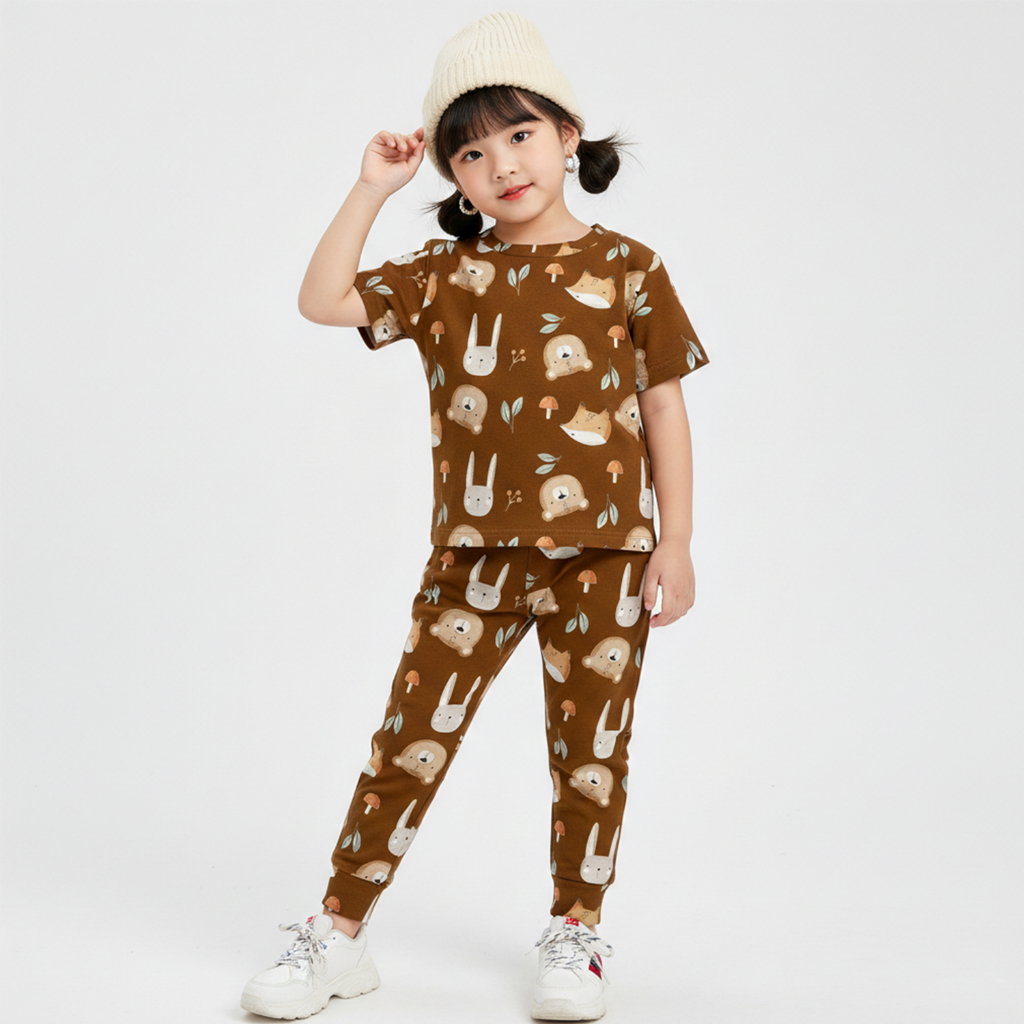 SETELAN JUMBA CUTE HEAD ANIMAL MOCCA