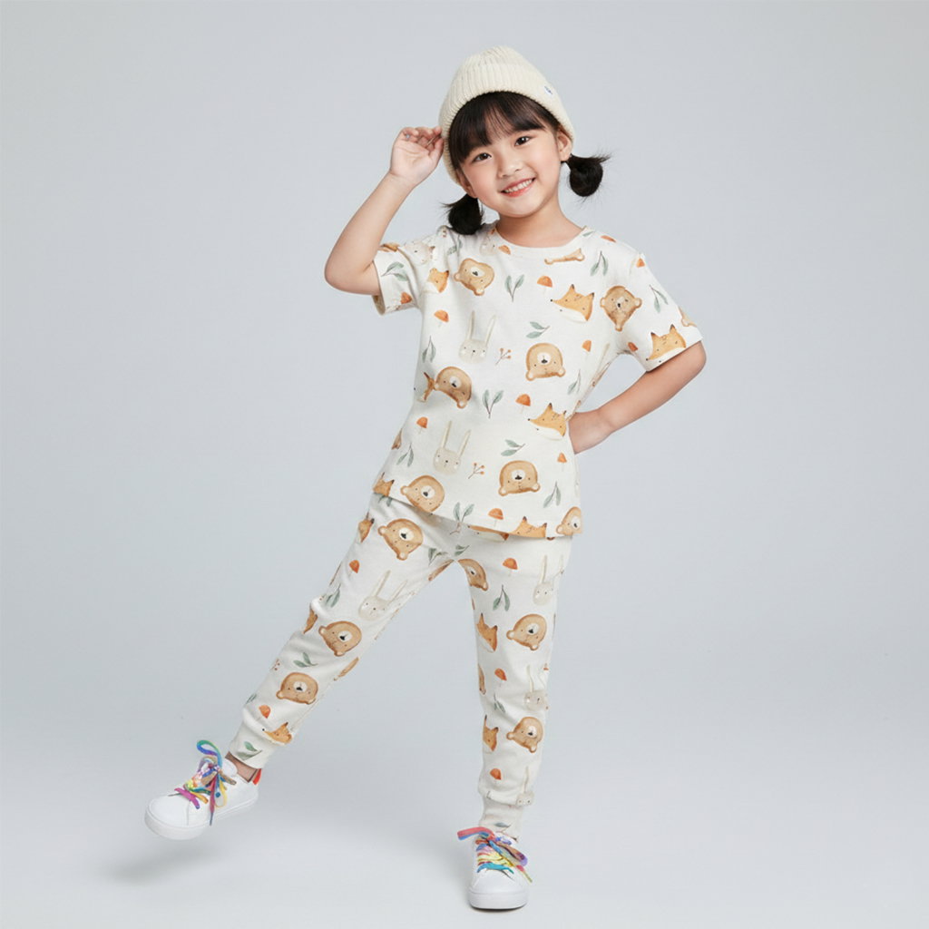 SETELAN JUMBA CUTE HEAD ANIMAL WHITE