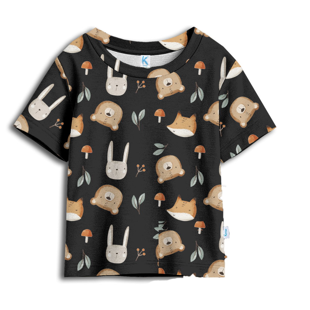 KAOS ATASAN CUTE HEAD ANIMAL BLACK