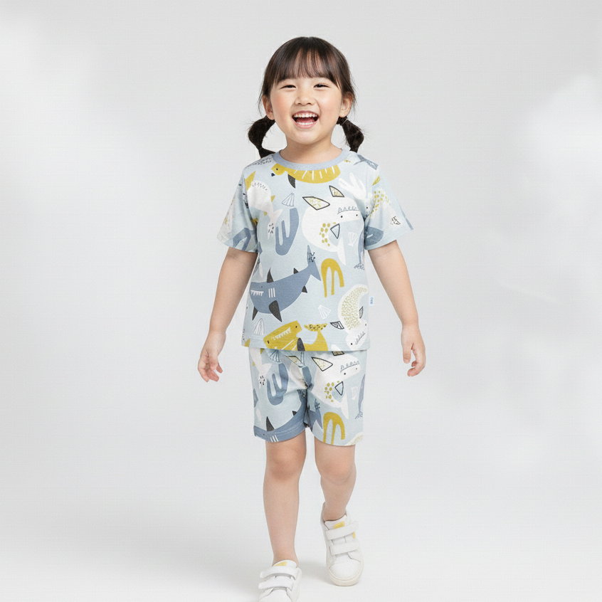 SETELAN PENDEK SHARK IN SEA BABY BLUE