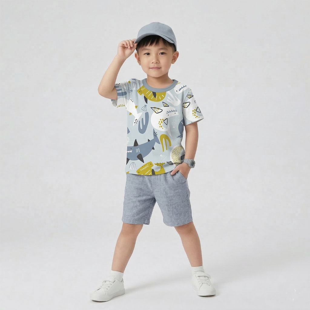 KAOS ATASAN SHARK IN SEA BABY BLUE