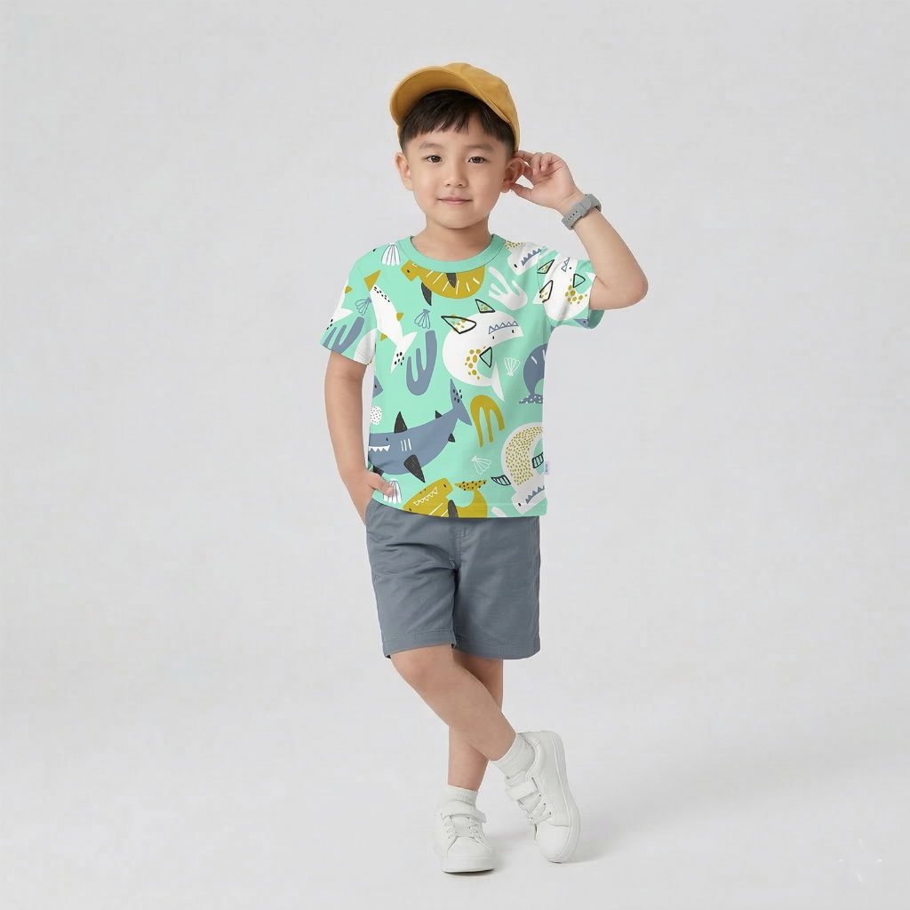 KAOS ATASAN SHARK IN SEA MINT