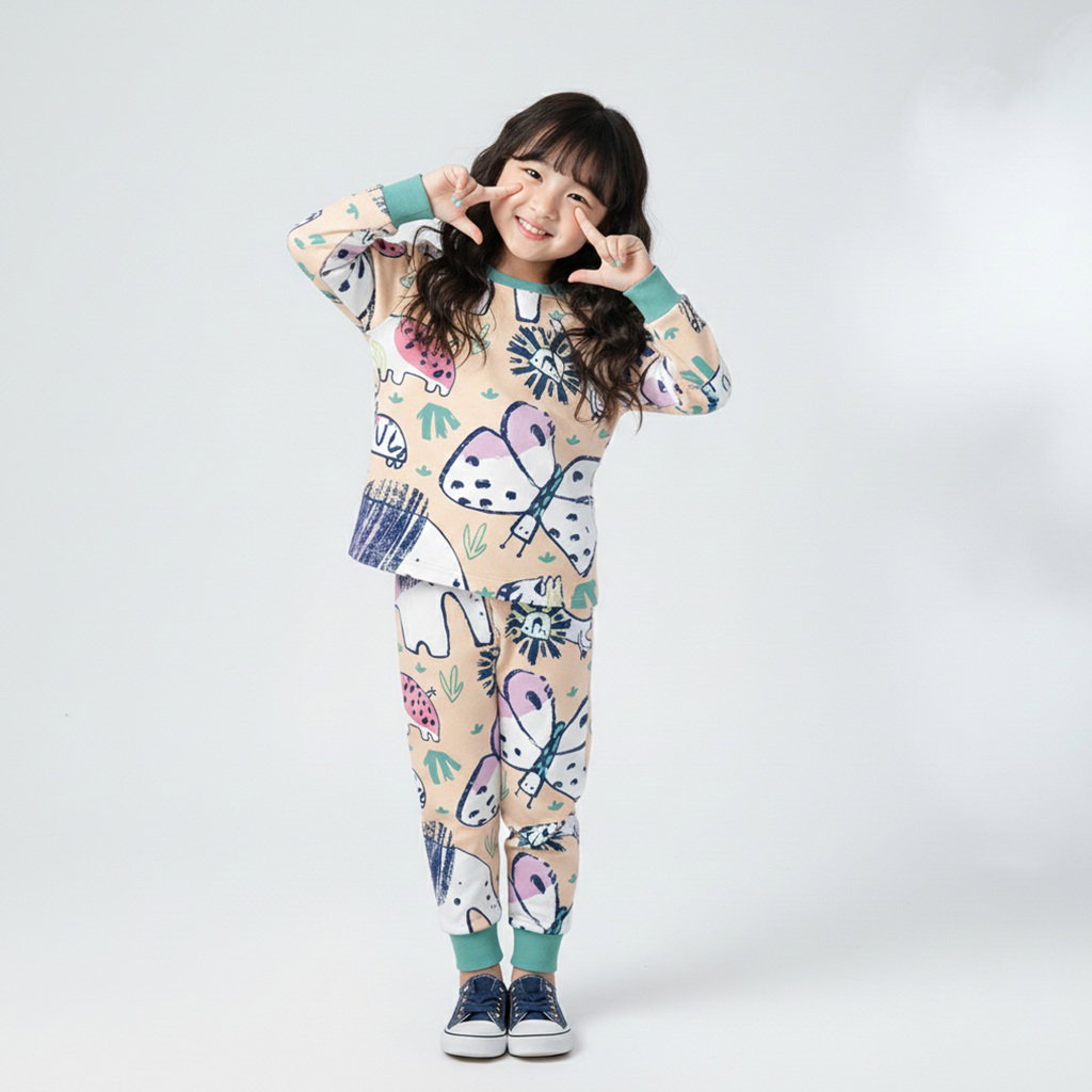 SETELAN PANJANG AFRICA CUTE CREAM RIB GREEN BREAK_0