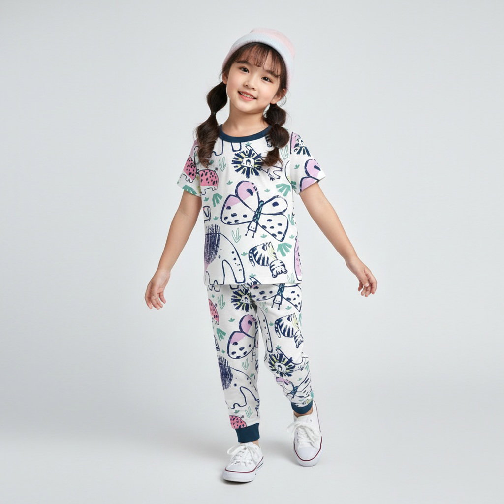 SETELAN JUMBA AFRICA CUTE WHITE RIB ROYAL BLUE