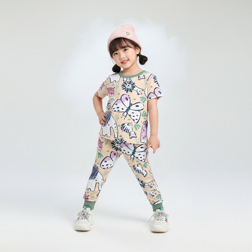 SETELAN JUMBA AFRICA CUTE CREAM RIB GREEN BREAK