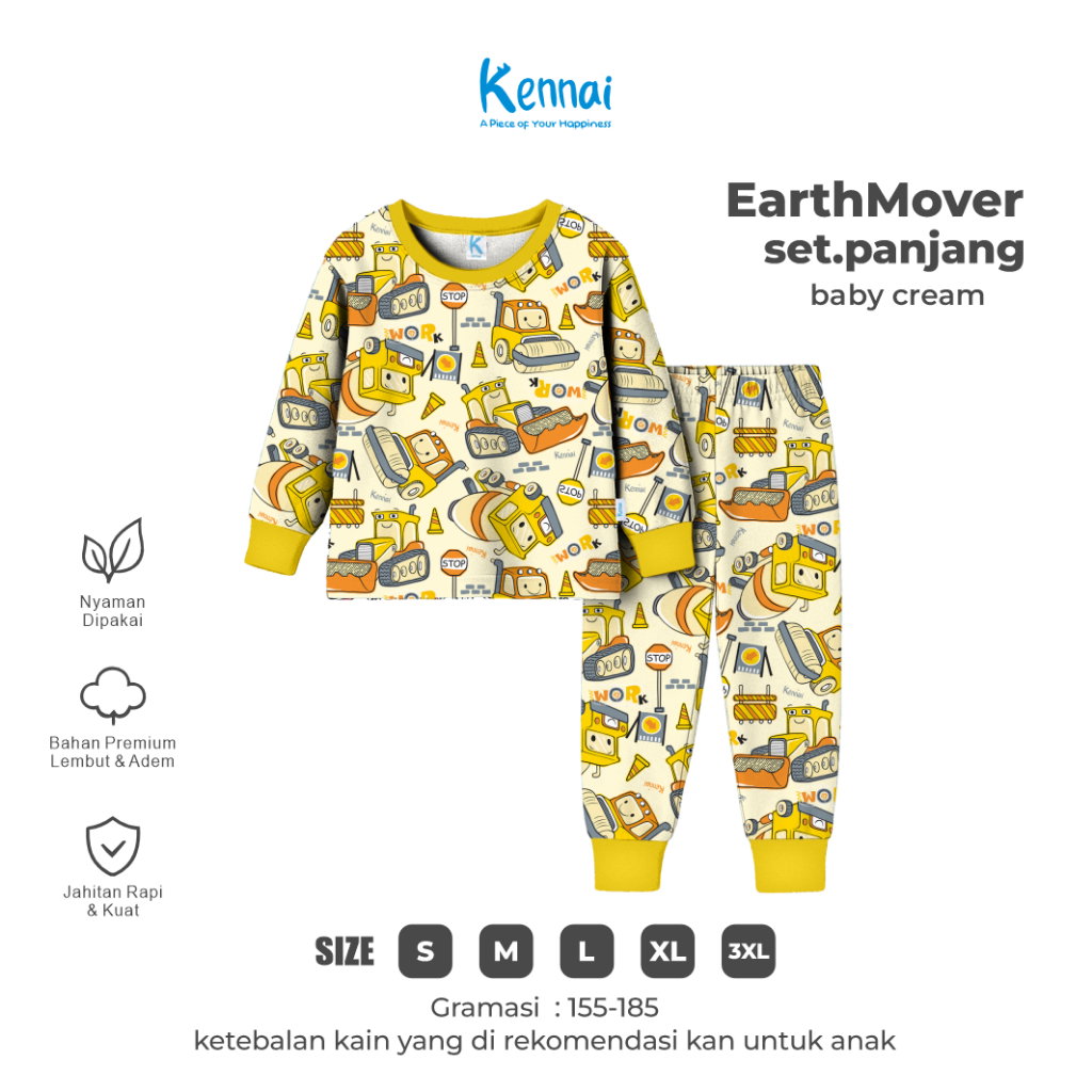SETELAN PANJANG EARTHMOVER BABY CREAM