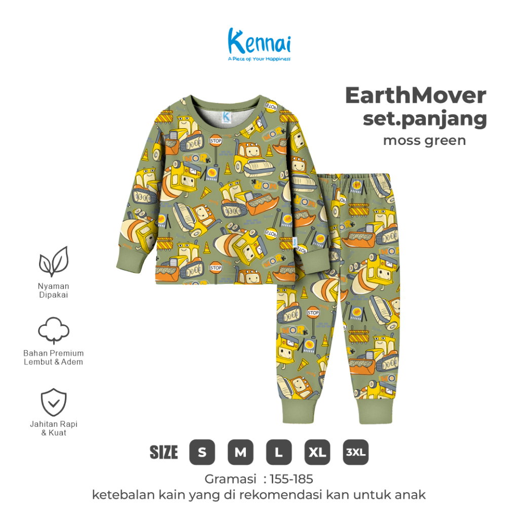 SETELAN PANJANG EARTHMOVER MOSS GREEN