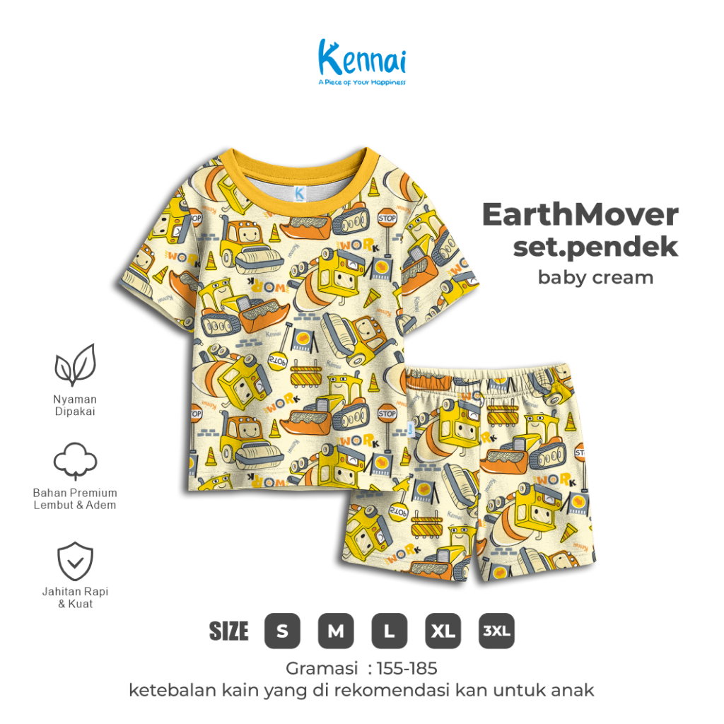 SETELAN PENDEK EARTHMOVER BABY CREAM