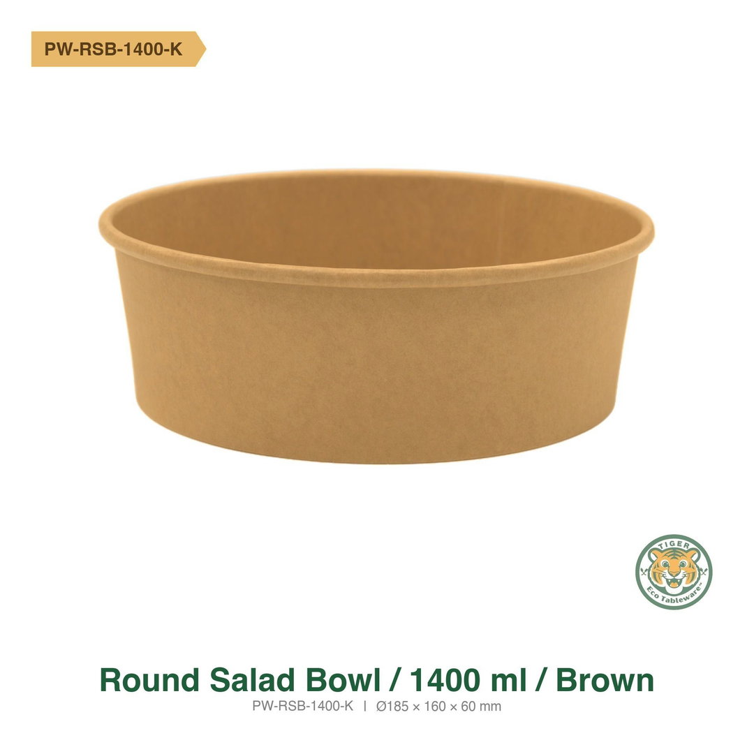 Paper Salad Bowl / 1400ml / Brown (RM0.3556/pc)