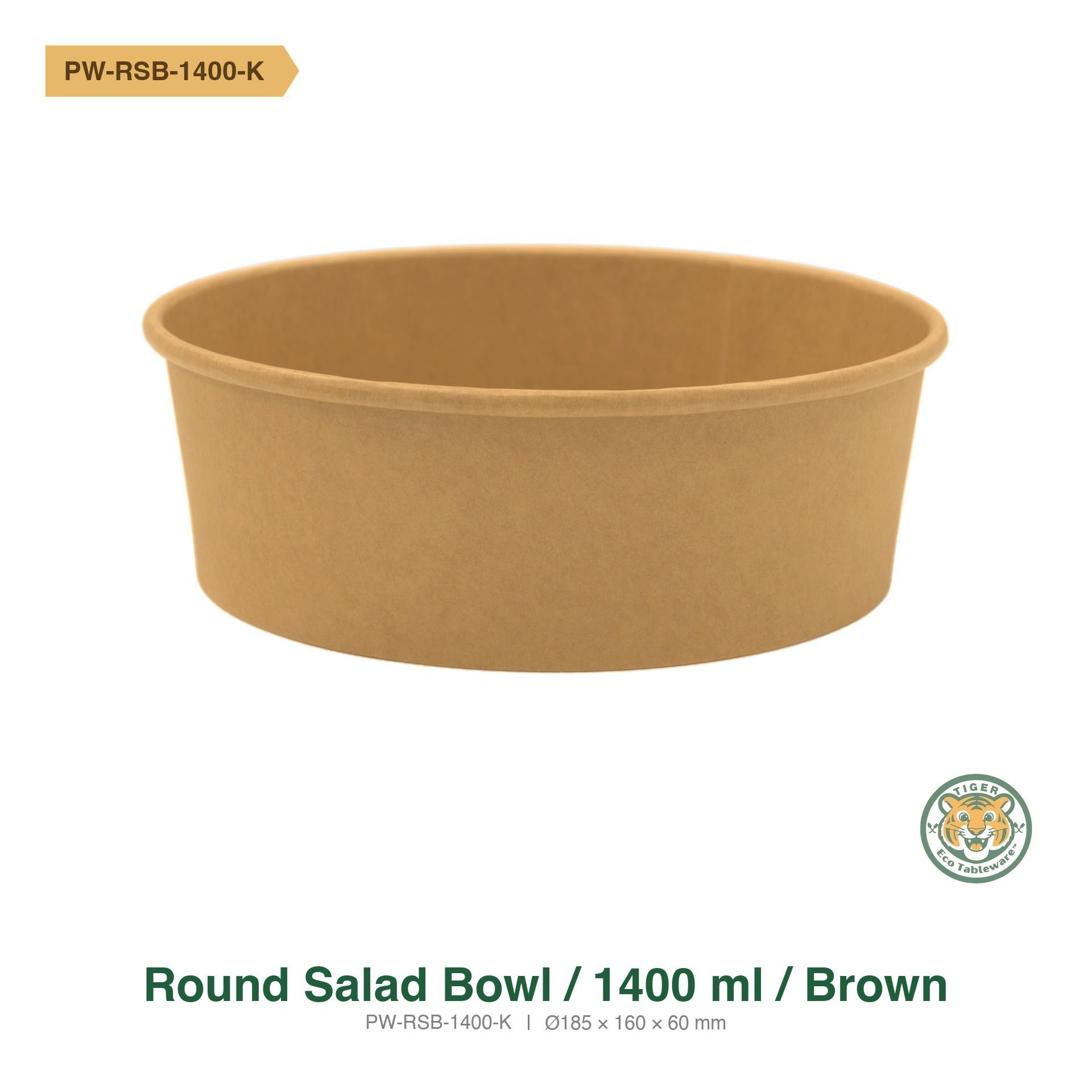 Paper Salad Bowl / 1400ml / Brown (RM0.3556/pc)_0