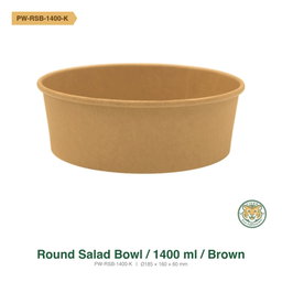 Paper Salad Bowl / 1400ml / Brown (RM0.3556/pc)