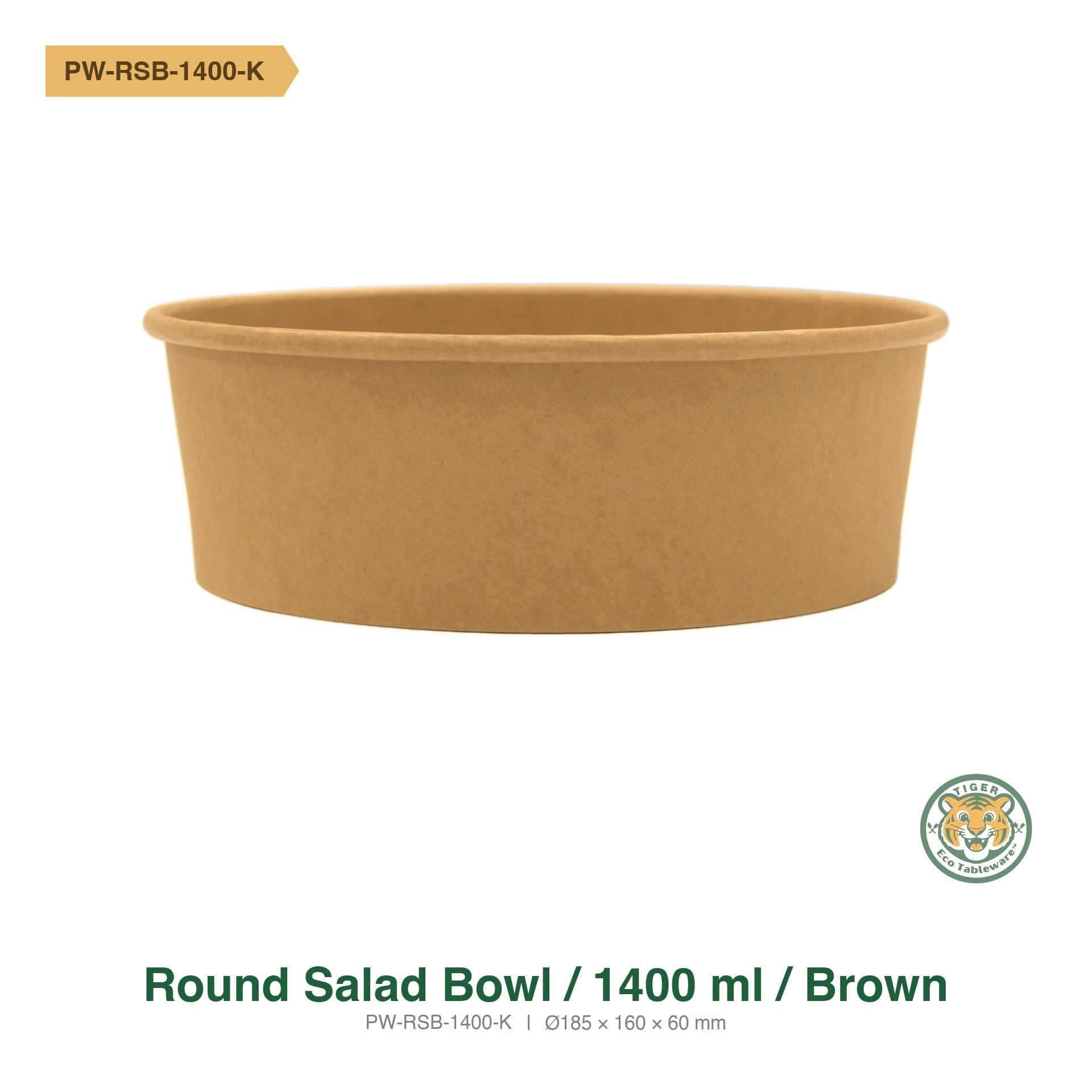 Paper Salad Bowl / 1400ml / Brown (RM0.3556/pc)_1