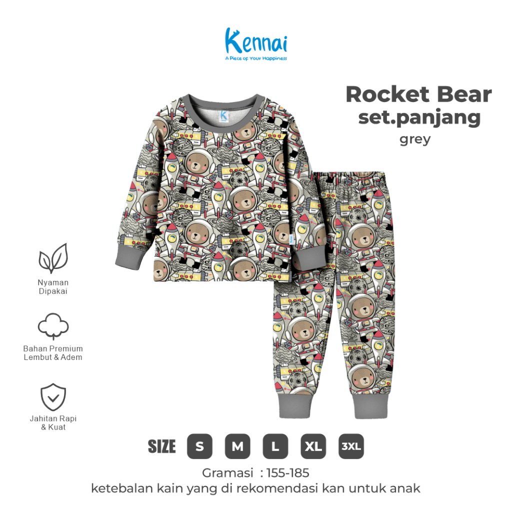 SETELAN PANJANG ROCKET BEAR GREY