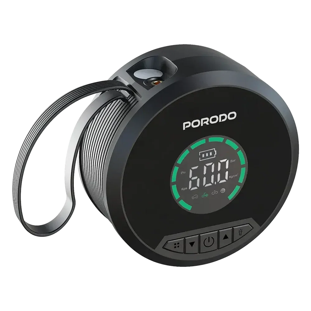 Porodo SparkOne 8000mAh Power Bank Jump Starter with Tire Inflator - Black_0