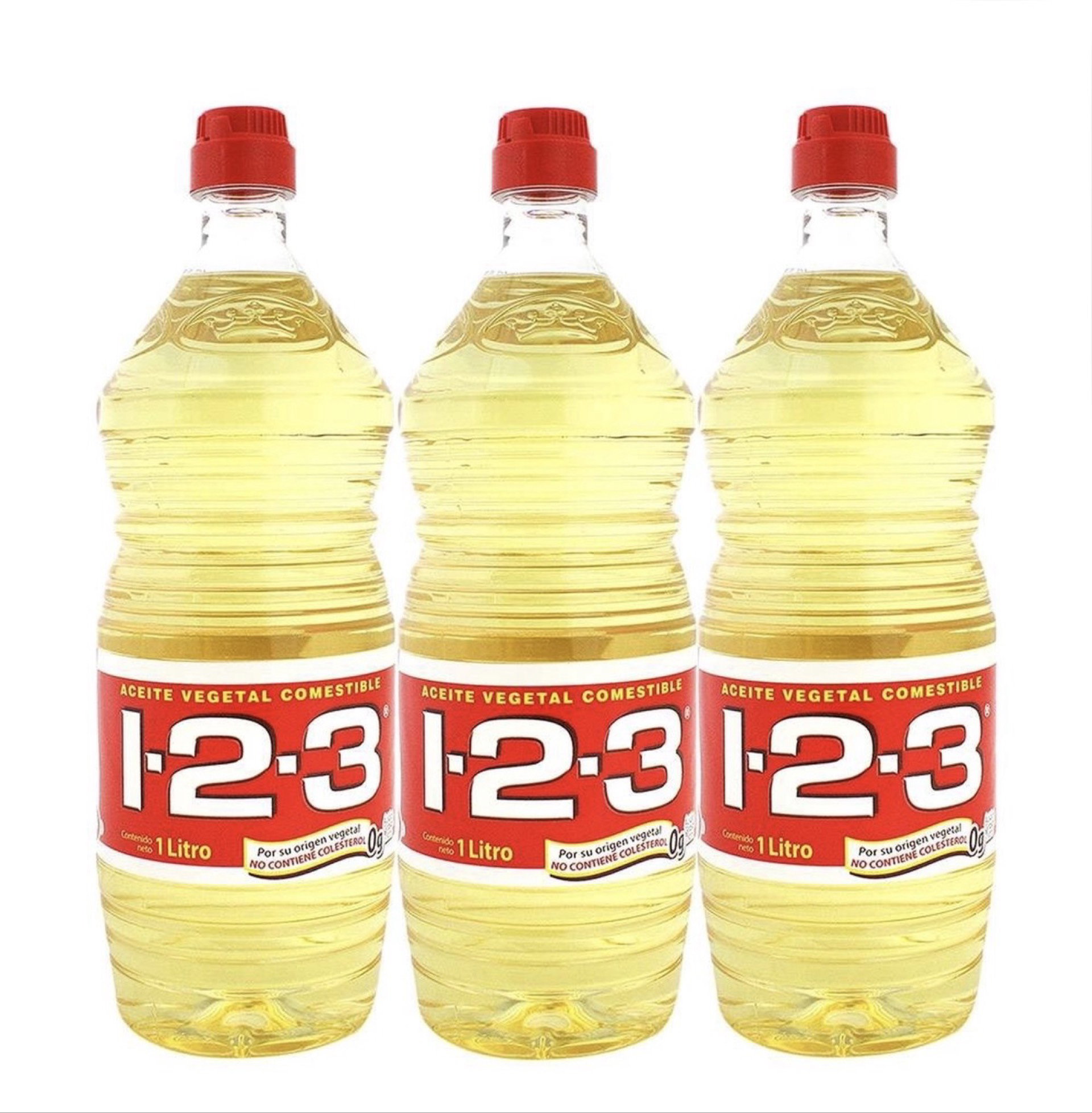 Aceite vegetal comestible 1-2-3 con 3 pzas de 1 L c/u_0