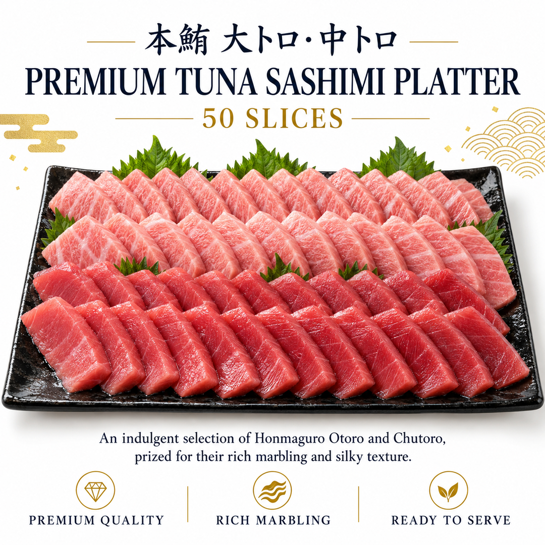 Premium Tuna Sashimi Platter — 50 Slices 本鮪 大トロ・中トロ