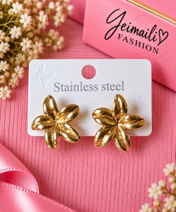 Aretes Dorados Elegantes Acero Inoxidable