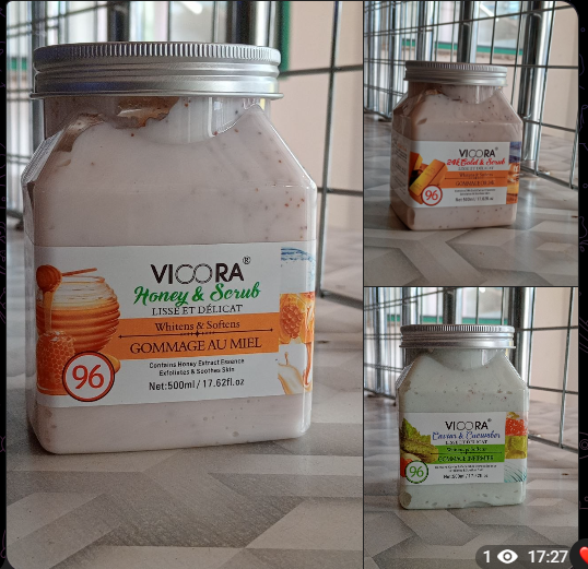 Vicora Honey/Caviar Cucumber & 24K Gold Scrub 500g_0