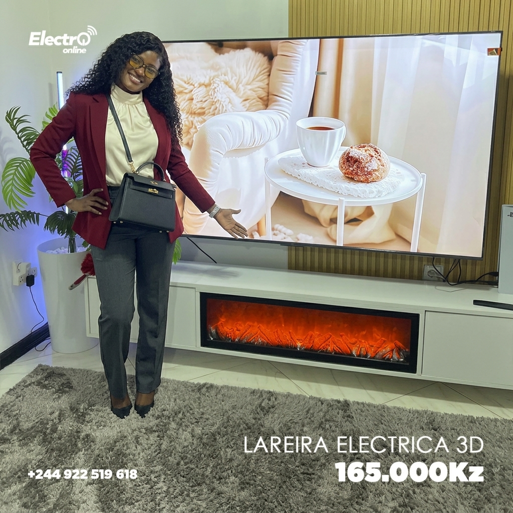 Lareira Elétrica com efeito de chama 3D,  decorativa para Sala de stare_0