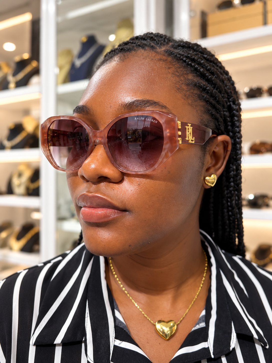 Glitz Nude Oversized Round Sunglasses_0