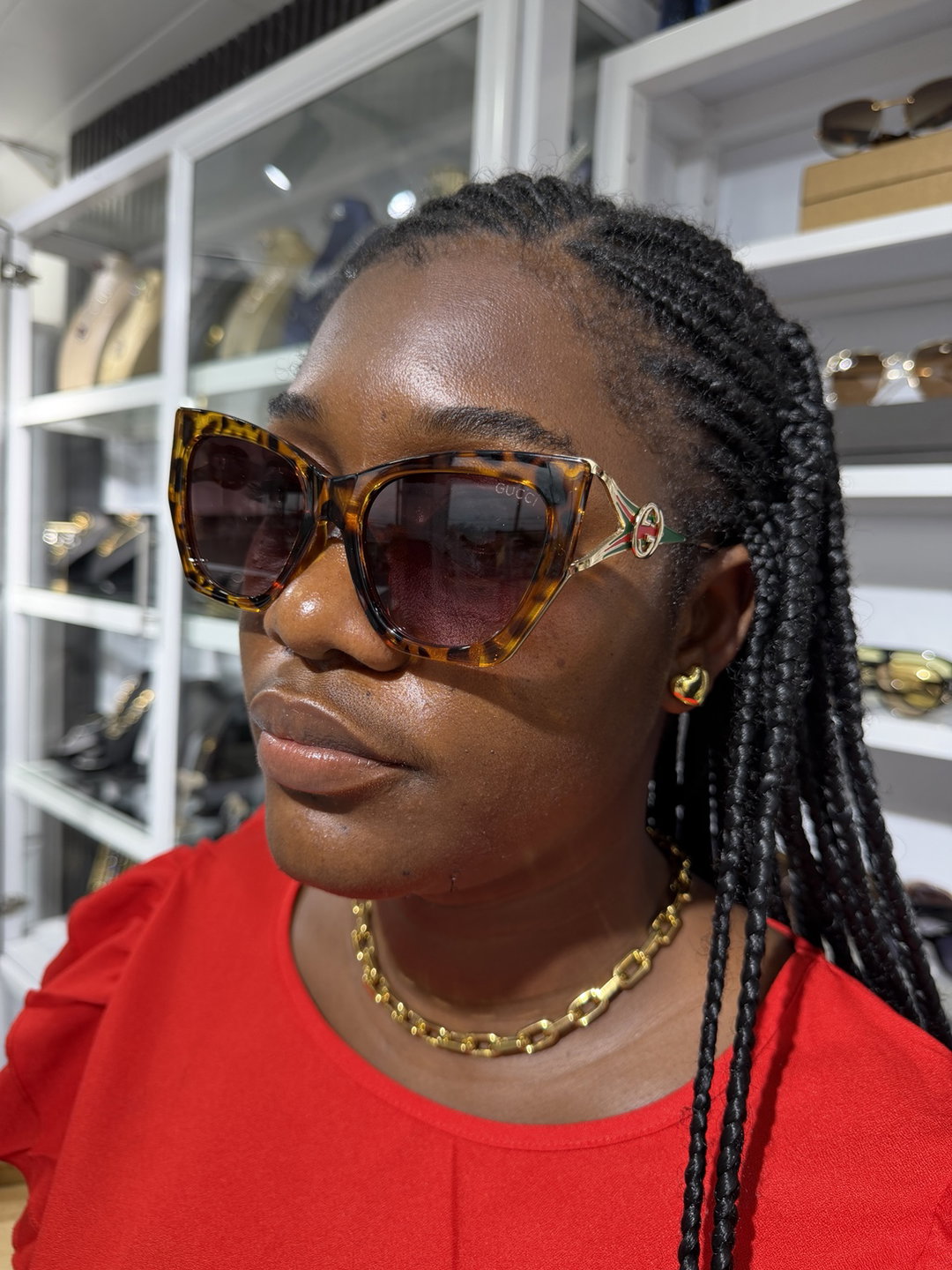 Glitz Brown Rimless Gradient Shield Sunglasses