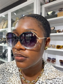 Glitz Black & Gold Oversized Square Sunglasses