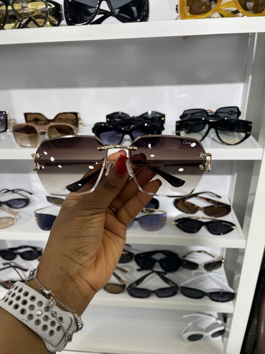Glitz Black & Gold Round Oversized Sunglasses