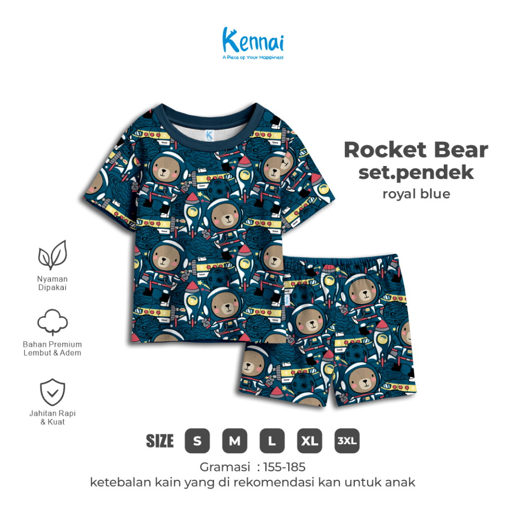 SETELAN PENDEK ROCKET BEAR ROYAL BLUE_0