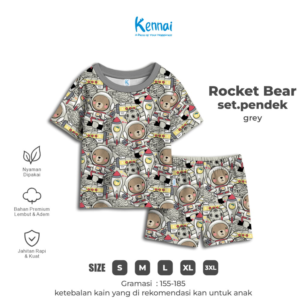 SETELAN PENDEK ROCKET BEAR GREY