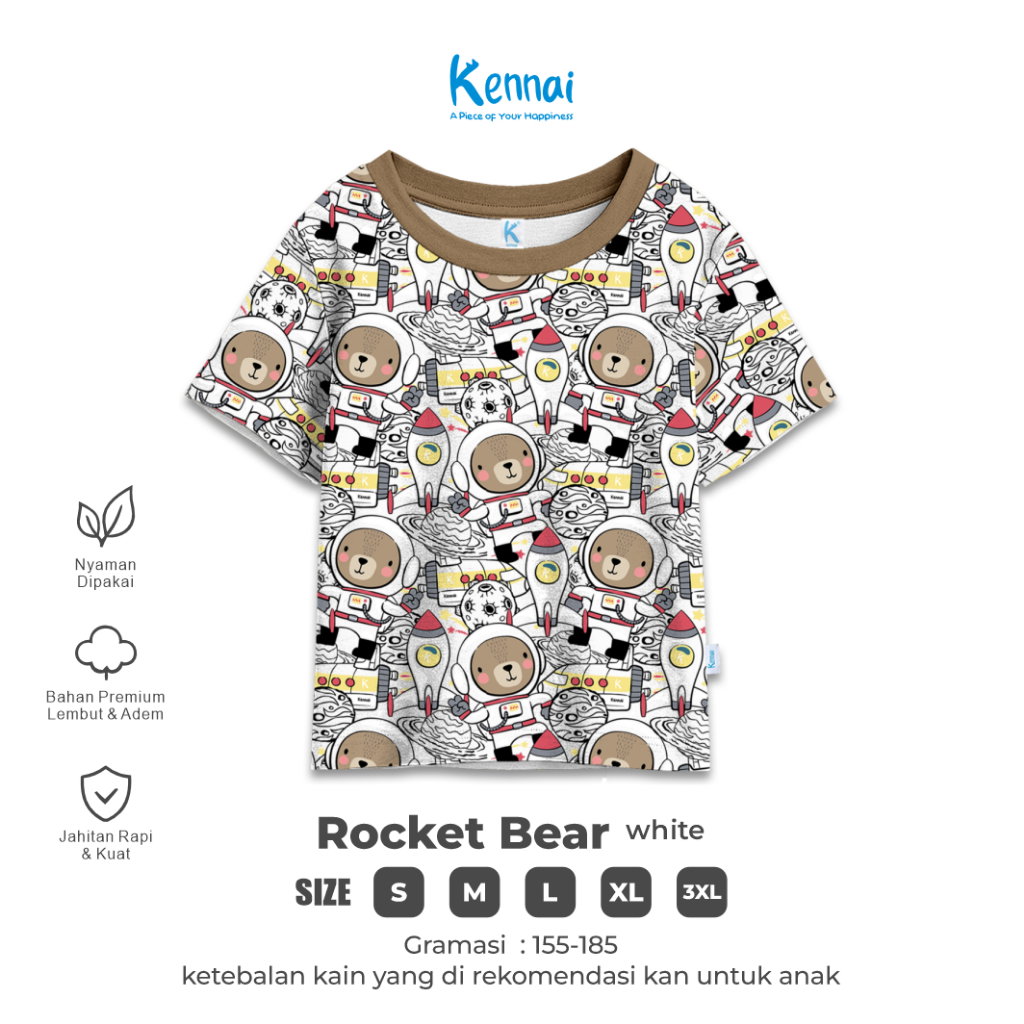 KAOS ATASAN ROCKET BEAR ROYAL WHITE