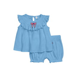 SETELAN PENDEK DRESS ANAK PEONY BABY BLUE