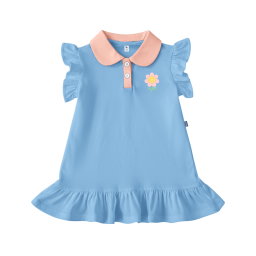 DRESS ANAK WANGKI IRIS BABY BLUE RIB PINK