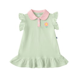 DRESS ANAK WANGKI IRIS MINT RIB PINK