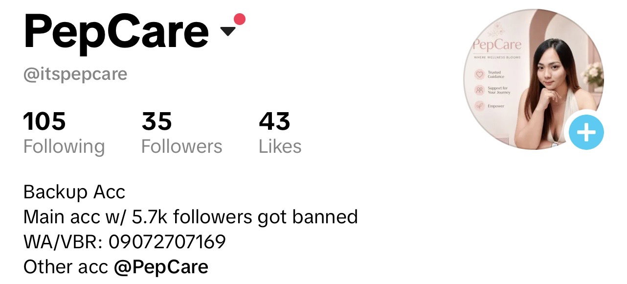 Our PepCareOfficial TikTok with almost 6K followers got BANNED 😭  We’re starting over, but we’re not going anywhere! 🫶🏻  Please follow our other official accounts so we can stay connected. Thank you for sticking with PepCare! 🥹💗_2