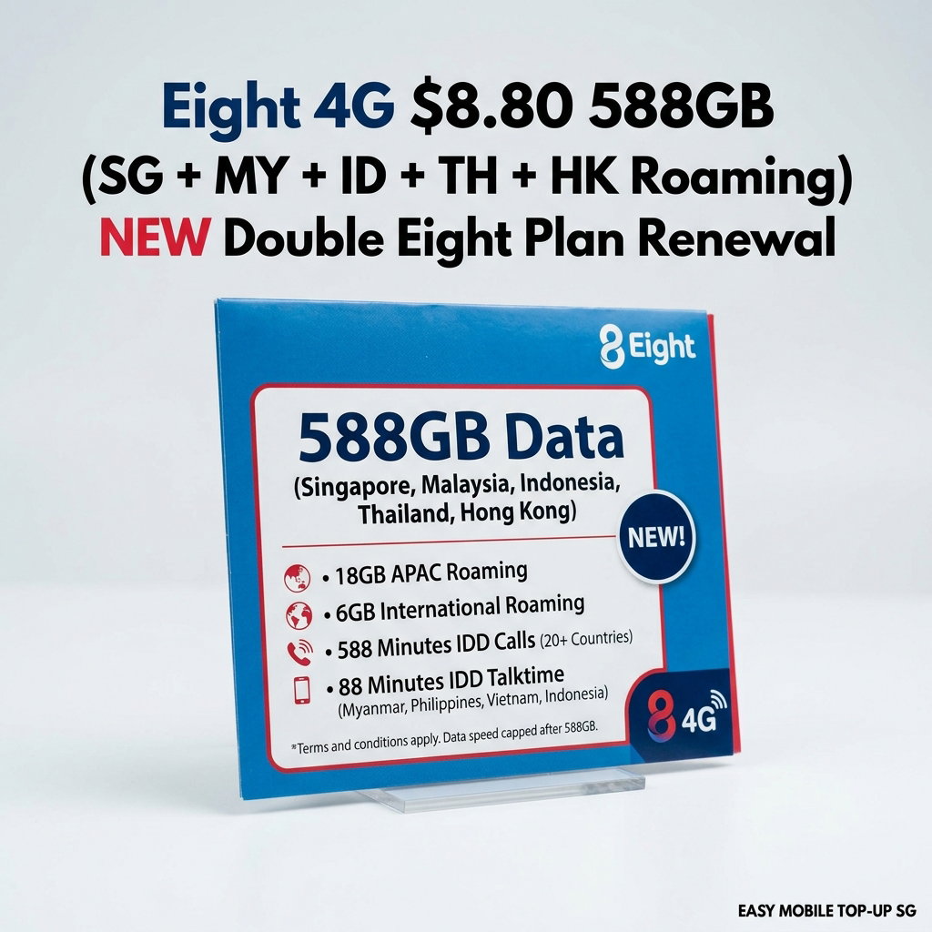 Eight 4G $8.80 588GB (SG + MY + ID + TH + HK Roaming) NEW Double Eight Plan Renewal_0