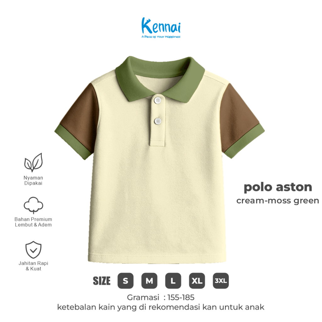 KAOS KERAH POLOS ASTON CREAM-MOSS GREEN_0